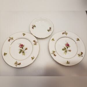Gold China made in Japan  Moss Rose 2 dessert plates‎ 1 Yakama China saucer